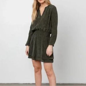 Rails Womens Jasmine Long Sleeve Snake Skin Dress Green Sz S